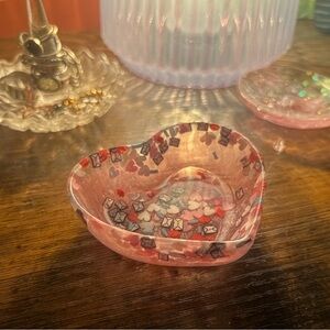 Heart-Shaped Resin Trinket Dish - Pink and Red